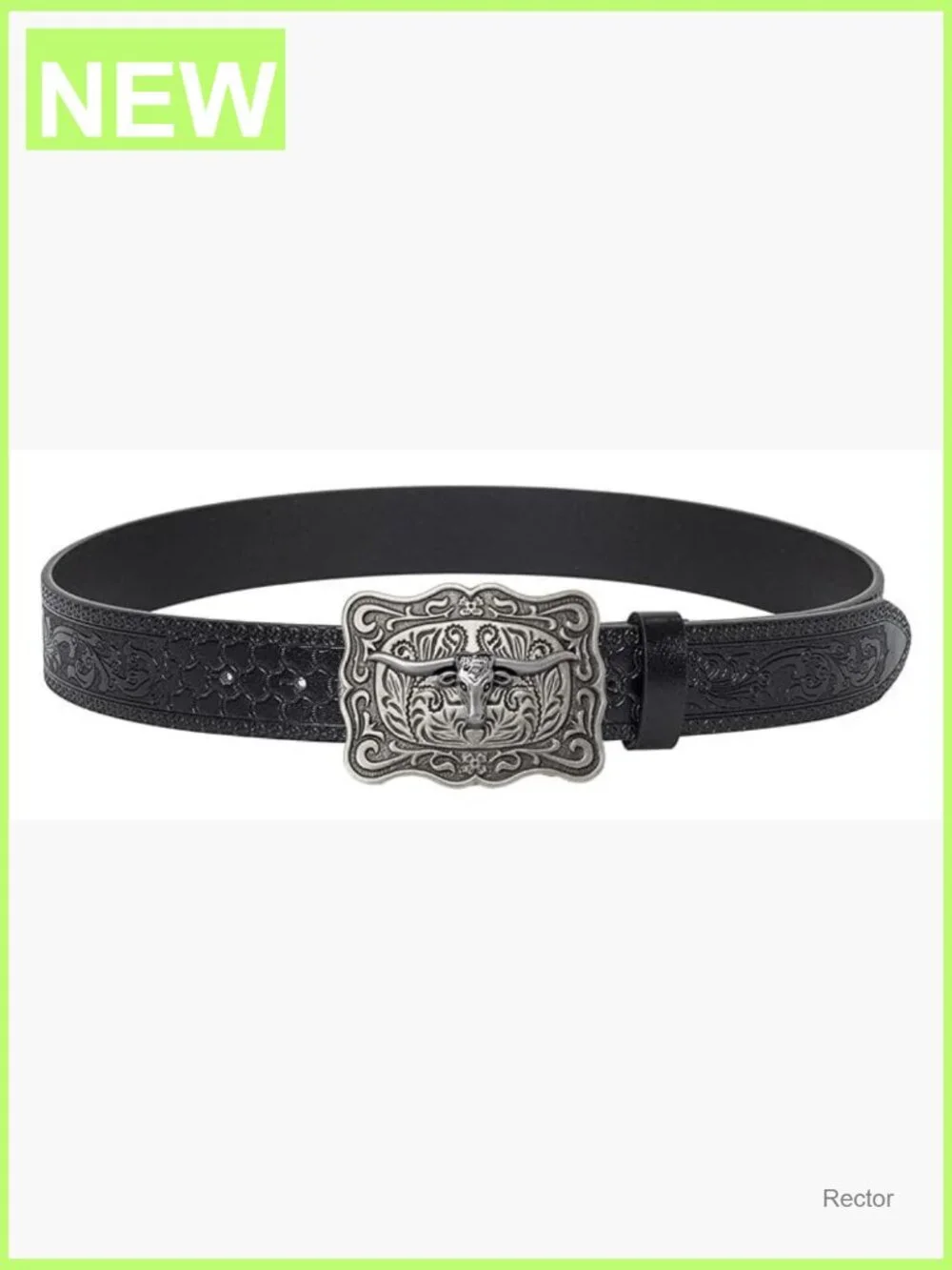Vintage Western Belt with Longhorn Buckle for Jeans